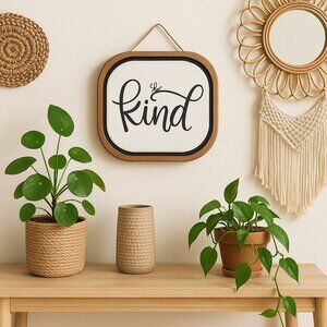 Sign 10in x 10in Metal Wood Trim Cottage Boho Barn Home Decor Hang Twine Family